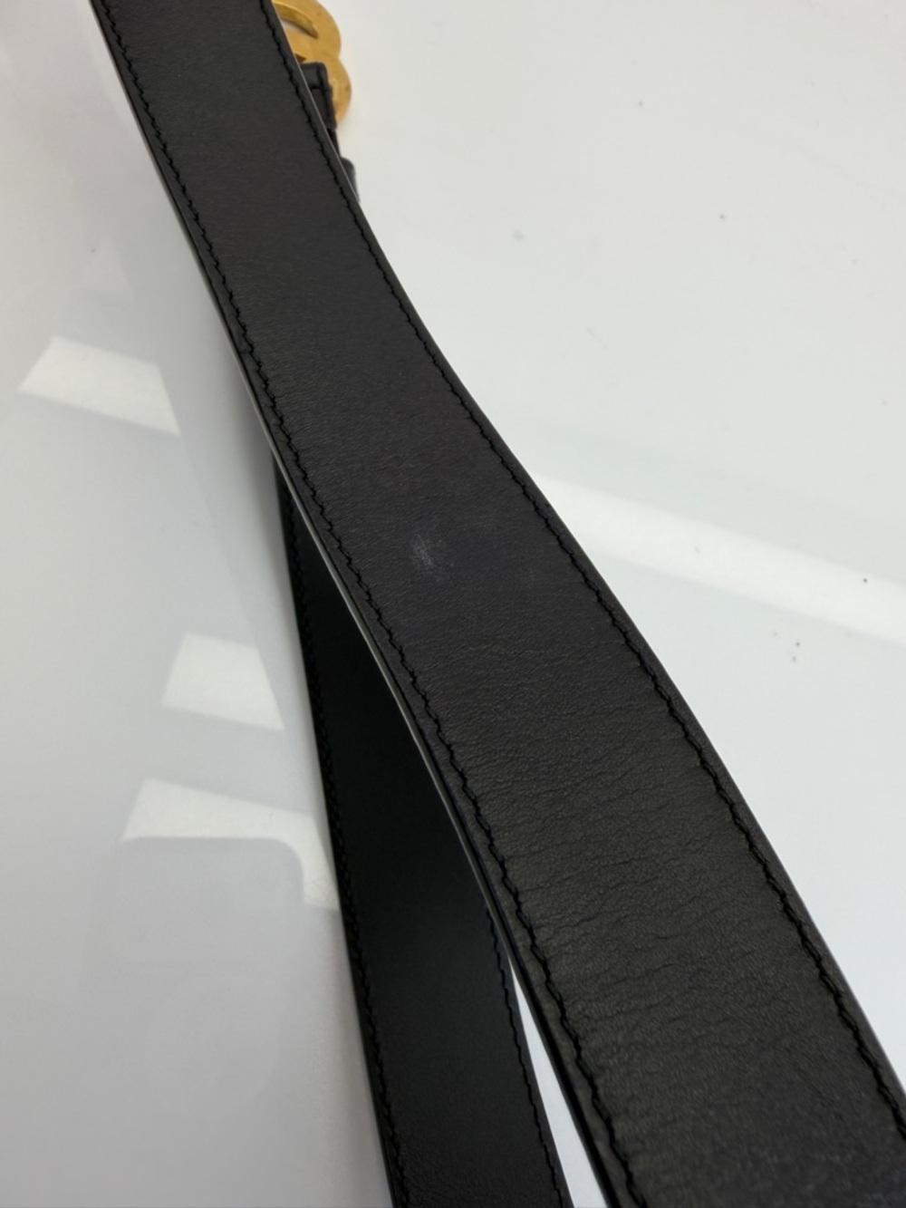 Authentic Gucci Slim Leather Marmont Gg Double Mens Belt Black 75/30 414516 - Picture 8 of 8